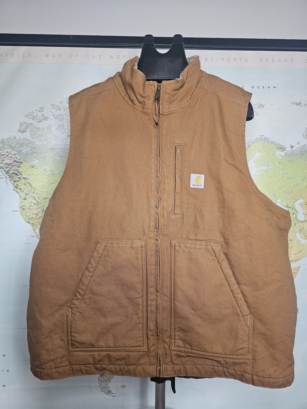 Carhartt Sherpa-Lined Vest - Tan/Brown with Gray Sherpa